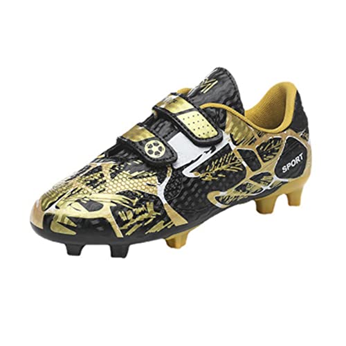 Agnueuty Fußballschuhe mit Stollen für Jungen Mädchen Athletics Football Schuhe Laceless Leichtathletik Trainingsschuhe Unisex Kinder,Schwarz,EU35 von Agnueuty