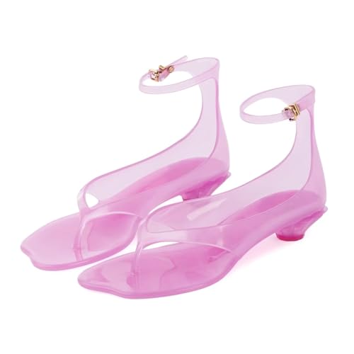 Agodor Jelly Zehensandalen für Damen, transparent, Flip-Flop, niedriger Kätzchen-Absatz für Damen, quadratisch, offener Zehenbereich, Riemchen, Sommer, lässig, Strand, verstellbare Schnalle, Kleid Agodor Jelly Zehensandalen für Damen, transparent, Flip-Flop, niedriger Kätzchen-Absatz für Damen, quadratisch, offener Zehenbereich, Riemchen, Sommer, lässig, Strand, verstellbare Schnalle, Kleid von Agodor