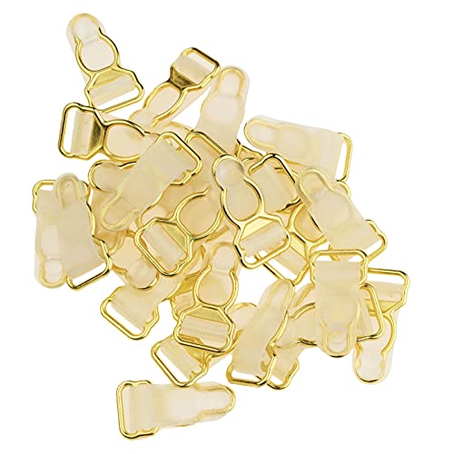 Agoky 30/50Pcs Korsett Bein Strumpfband Gürtel Clip aus Kunststoff Strumpfband Klemmen Gurtband Clips Strumpfhalter Riemen Clips Golden One Size von Agoky