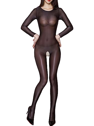 Agoky Damen Erotische Bodystockings Transparent Ganzkörperanzug aus Ouvert Strumpfhosen Pantyhose Reizvolle Einteiler Body Nachtwäsche Schwarz G Einheitsgröße von Agoky