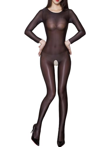 Agoky Damen Erotische Bodystockings Transparent Ganzkörperanzug aus Ouvert Strumpfhosen Pantyhose Reizvolle Einteiler Body Nachtwäsche Schwarz G Einheitsgröße von Agoky