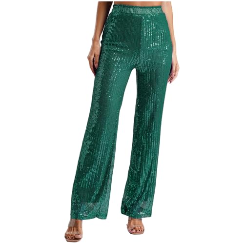 Agoky Damen Festlich Paillettenhose Gefüttert Skinny Fit Hosen Lang mit Glitzer Weites Bein Tanzhose High Waist Jazz Pants Disco Hippie Kostüm Grün XL Agoky Damen Festlich Paillettenhose Gefüttert Skinny Fit Hosen Lang mit Glitzer Weites Bein Tanzhose High Waist Jazz Pants Disco Hippie Kostüm Grün XL von Agoky