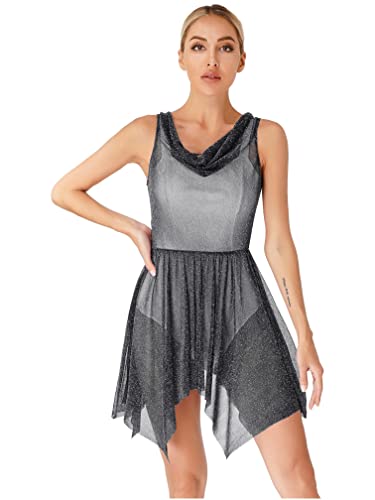 Agoky Damen Glitzer Mesh Kleid Durchsichtiges Überkleid Ärmellos Raffung Ausschnitt Tanzkleid Ballett Trikot Tanz Body Anzug Cover Up Abdeckung Tuch Schwarz S Agoky Damen Glitzer Mesh Kleid Durchsichtiges Überkleid Ärmellos Raffung Ausschnitt Tanzkleid Ballett Trikot Tanz Body Anzug Cover Up Abdeckung Tuch Schwarz S von Agoky