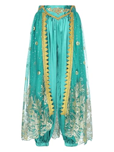 Agoky Damen Metallic Glänzend Hose Hip Hop Baggy Pants High Waist Tanzhose Glitzer Elastischer Bund Sporthose Fasching Bauchtanz Kostüm B Pfauenblau B Einheitsgröße Agoky Damen Metallic Glänzend Hose Hip Hop Baggy Pants High Waist Tanzhose Glitzer Elastischer Bund Sporthose Fasching Bauchtanz Kostüm B Pfauenblau B Einheitsgröße von Agoky