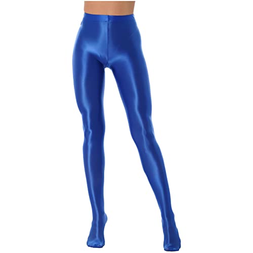 Agoky Damen Metallic Strumpfhose Shimmer Strümpfe Leggings Metallic Glänzende Elastische Pantyhose mit Hoher Taille Blickdicht Mikrofaser Gr. M-XL Blau M von Agoky