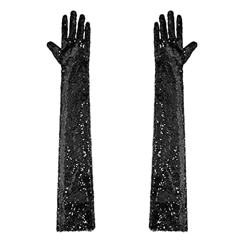 Agoky Damen Pailletten Handschuhe Abendhandschuhe Ellenbogen Lang Party Hochzeit Braut Armstulpen Fäustlinge Gloves Schwarz Einheitsgröße Agoky Damen Pailletten Handschuhe Abendhandschuhe Ellenbogen Lang Party Hochzeit Braut Armstulpen Fäustlinge Gloves Schwarz Einheitsgröße von Agoky
