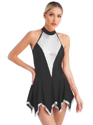 Agoky Damen Paillletten Eiskunstlauf Kleider Ärmellos Stehkragen Kürkleid Farbblock Tanzkleider mit Skaterrock Winter Sport Eislaufen Tanzbekleidung Schwarz A S Agoky Damen Paillletten Eiskunstlauf Kleider Ärmellos Stehkragen Kürkleid Farbblock Tanzkleider mit Skaterrock Winter Sport Eislaufen Tanzbekleidung Schwarz A S von Agoky