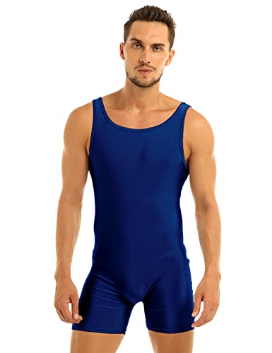 Agoky Herren Body Bodysuit Einteiler Kurz mit Bein Overall Slim Fit Männerbody Tank Top Unterhemd Boxershorts Unterwäsche M-XXL Blau Tank A 3XL von Agoky