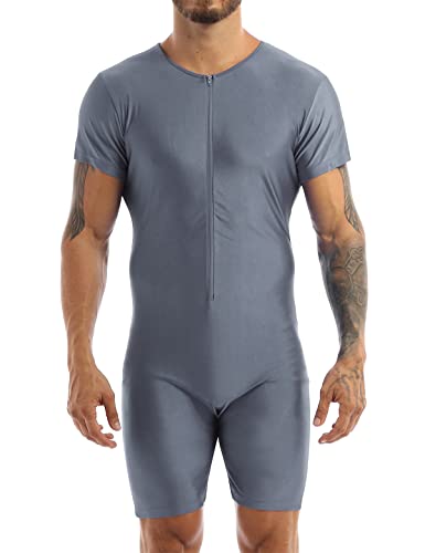 Agoky Herren Body Bodysuit Einteiler Kurz mit Reissverschluss Overall Slim Fit Männerbody Kurzarm Unterhemd Boxershorts Unterwäsche M-XXL Grau A M Agoky Herren Body Bodysuit Einteiler Kurz mit Reissverschluss Overall Slim Fit Männerbody Kurzarm Unterhemd Boxershorts Unterwäsche M-XXL Grau A M von Agoky