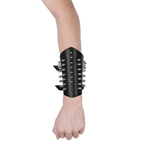 Agoky Herren Damen Armband Nieten Killernieten Breit Leder Armreif Punk Gothic Einstellbar Verstellbaren Manschette in Schwarz Braun Schwarz One Size von Agoky