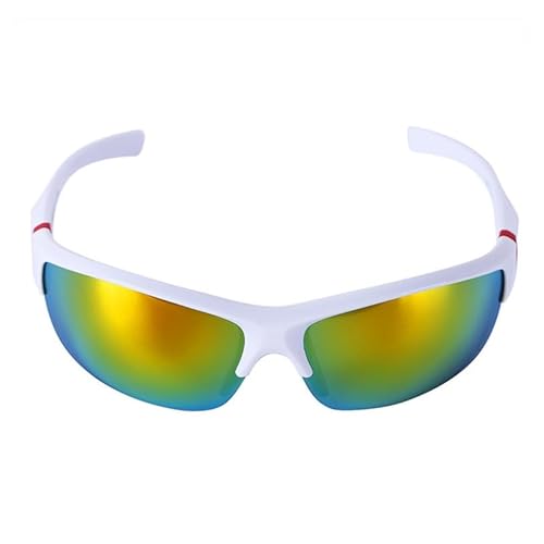 Agoky Herren Damen Sonnenbrille Augenschutz Sportbrille für Fahrradfahren Autofahren Golf Outdoor Sport Angeln Urlaub Weiß&Bunt One_Size von Agoky