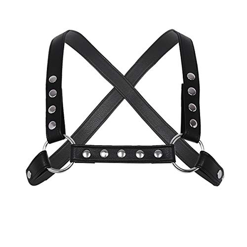 Agoky Herren Einstellbare Leder Body Körper Brust Harness Geschirr sexy Kostüm aus Leder Riemen Gürtel Bandage Sex SM Kleidung Clubwear von Agoky