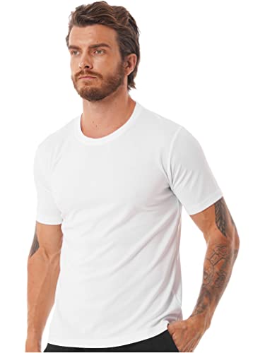 Agoky Herren Kurzarmshirt Rundhals Unterhemd Sommer Basic Sporttops Slim Fit Athletic Shirts Muskelshirt Achselhemd Atmungsaktiv Sportbekleidung Weiß L von Agoky