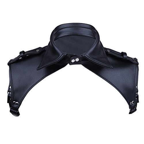 Agoky Herren Leder Schwarz Pauldron Harnisch Brustgurt Rüstung Panzer Shirt Brust Harness mit Schulterklappen aus Epaulet Schwarz A One_Size von Agoky