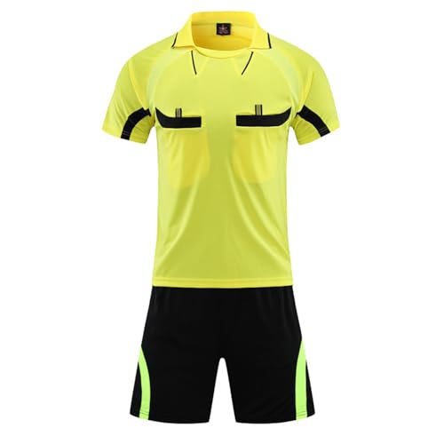 Agoky Herren Schiedsrichter Uniformen Fußball Trikot Set Sommer Trainingsanzug Kurz Shorts und Kurzarmshirt Trainingsshirt Tops Zweiteiler Outfits Gelb L von Agoky