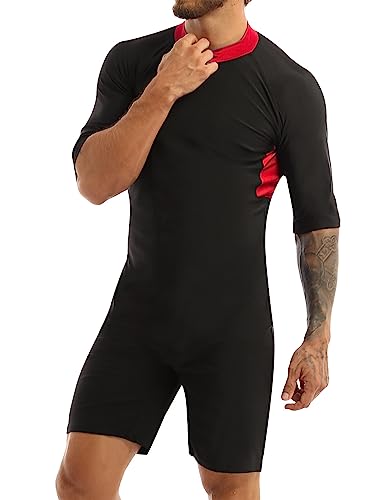 Agoky Herren Schwimmanzug Lang UV-Anzug UPF>50 Schutzkleidung Sunsuit Ganzkörperansicht Badeanzug M-XL Rot XXL von Agoky