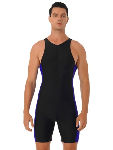 Agoky Herren Schwimmanzug Lang UV-Anzug UPF>50 Schutzkleidung Sunsuit Ganzkörperansicht Badeanzug M-XL Schwarz&Blau XXL von Agoky