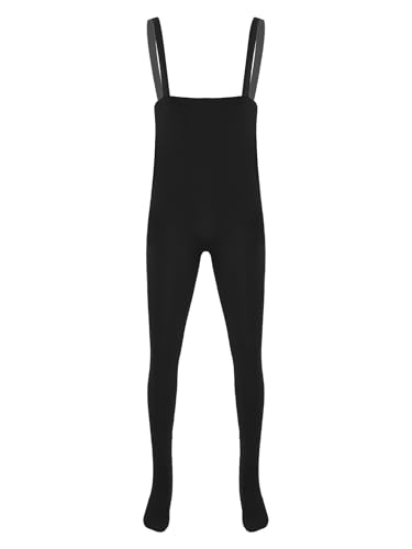 Agoky Herren Strumpfhose High Waist Pantyhose Spaghettiträger Jumpsuit Slim Fit Stretch Overall Ballett Tanz Gymnastik Turn Leotard Einteiler Dancewear gr. S-XXL Schwarz L von Agoky