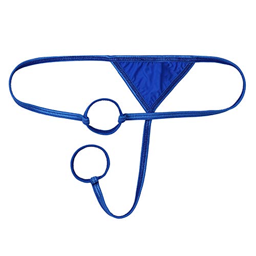 Agoky Herren T-Back String Tanga Sexy Offen Transparent Badehose Mit Penis O-Ring Low Rise Trunk Boxer Briefs Erotisch Nachtwäsche Reizwsäche Royal Blau Einheitsgröße von Agoky