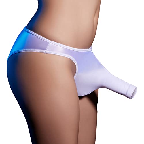 Agoky Herren Transparent Unterhosen Brasilien Slip Stretch Mesh Bikini Briefs mit Bulge Beutel Sissy Höschen Panties Weiß E Einheitsgröße von Agoky