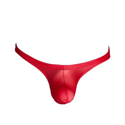 Agoky Herren Transparent Unterhosen Mini Slip Stretch Mesh Bikini Briefs mit Bulge Beutel Sissy Höschen Panties Rot H Einheitsgröße von Agoky