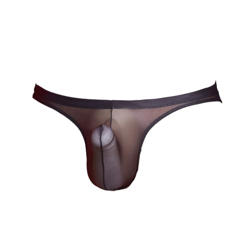 Agoky Herren Transparent Unterhosen Mini Slip Stretch Mesh Bikini Briefs mit Bulge Beutel Sissy Höschen Panties Schwarz H Einheitsgröße von Agoky