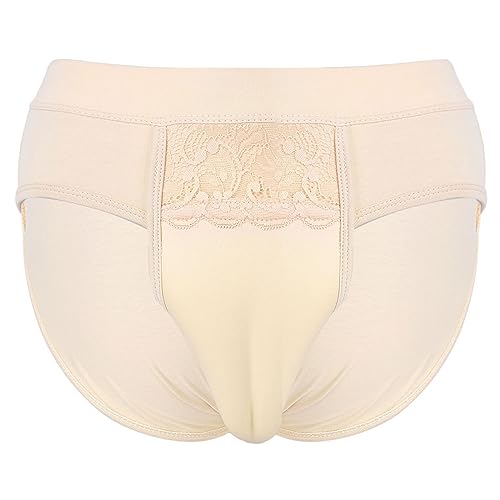 Agoky Herren Unterhosen Crossdresser Slip Briefs Unterwäsche Versteckt Gaff Shapewear Trnssexuelle Panty Kamelzehe Schlüpfer M-XXL Nude L von Agoky