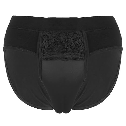 Agoky Herren Unterhosen Crossdresser Slip Briefs Unterwäsche Versteckt Gaff Shapewear Trnssexuelle Panty Kamelzehe Schlüpfer M-XXL Schwarz XL von Agoky