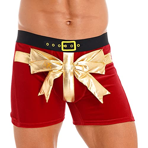 Agoky Herren Weihnachten Kostüm Sexy Nikolaus Anzug Shorts Kurze Hose Boxer Briefs Lustiger Rot XXL von Agoky