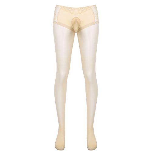 Agoky Herrenstrumpfhose Männer lang Unterhose Unterwäsche Strumpfhose Herren Leggings Pants Hosen Transparent Nylon Strumpfhose Durchgehendem Body Nackt A XXL von Agoky