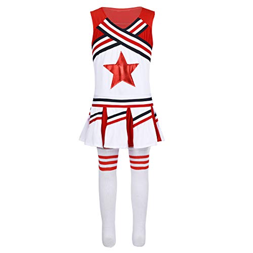 Agoky Jugendliche Mädchen Cheerleading Uniform Cosplay Schule Hochschule Uni Party Sportfest Outfits Gymnastikanzug Kostüm Rot 152-164 von Agoky