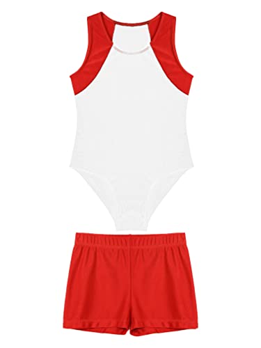 Agoky Jungen Ärmellos Body mit Shorts Zweiteiler Sport Set Gymnastikanzug Turnanzug Fitness Leotards Weiß 122-128 von Agoky