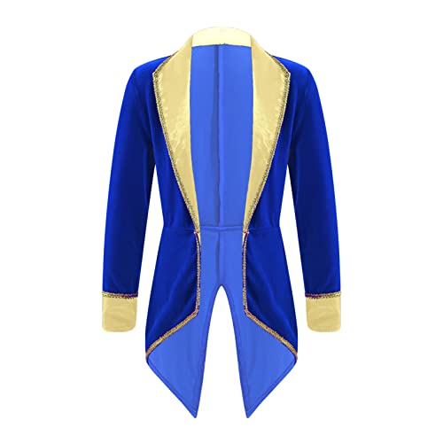 Agoky Jungen Kinder Prinz Militär Uniform Mantel Frack Jacke Gothic Gehrock Lange Jacke Weihnachten Halloween Outfits Royal Blau B 146-152 von Agoky