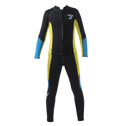 Agoky Jungen Sport Zweiteiler Badeanzug Langarm Taucheranzug UV Schutzkleidung Rash Guard Shirt und Lange Hose Ganzkörper Bademode Strandmode Schwimmen Outfits Schwarz 158-164 von Agoky