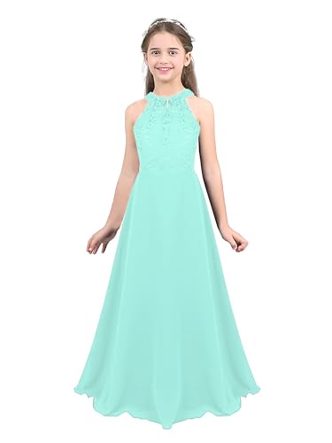 Agoky Mädchen Ärmellos Spitze Hochzeit Blumenmädchenkleider Kinderkleid Festlich Kommunionkleid Mint Grün 140 von Agoky