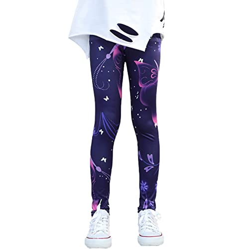 Agoky Mädchen Einhörner Hose Kinder Prinzessin Cartoon Leggings Stretch Tights Frühling Herbst Pants Blickdicht Strumpfhose Violett J 134-140 von Agoky