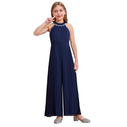 Agoky Mädchen Festlich Jumpsuit Overall Chiffon Paillletten Hosenanzug Halter Top und Lange Weite Hose Sommer Hochzeit Kommunion Outfits Dunkelblau 122-128 Agoky Mädchen Festlich Jumpsuit Overall Chiffon Paillletten Hosenanzug Halter Top und Lange Weite Hose Sommer Hochzeit Kommunion Outfits Dunkelblau 122-128 von Agoky