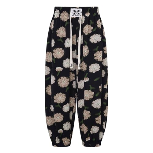 Agoky Mädchen Jungen Haremshose mit Print Pumphose Hohe Taille Strandhose Casual Sporthose Yogahose Weites Bein Baggy Pants Typ G 146-152 von Agoky
