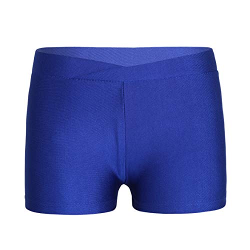 Agoky Mädchen Sport Shorts Turnhose für Kinder Kurze Hose Tights Leggings Fitness Tanzen Yoga Shorts Sporthose kurz Hot Pants Freizeit Training Blau Einfarbig 122-128 von Agoky