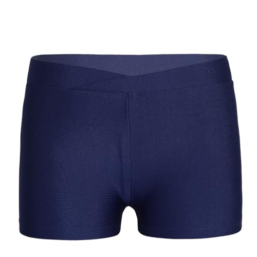 Agoky Mädchen Sport Shorts Turnhose für Kinder Kurze Hose Tights Leggings Fitness Tanzen Yoga Shorts Sporthose kurz Hot Pants Freizeit Training Navy Blau Einfarbig 128-140 von Agoky