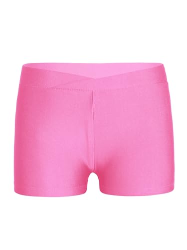 Agoky Mädchen Sport Shorts Turnhose für Kinder Kurze Hose Tights Leggings Fitness Tanzen Yoga Shorts Sporthose kurz Hot Pants Freizeit Training Rosa H 122-128 von Agoky