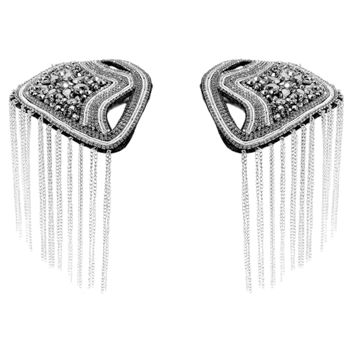 Agoky Retro Punk Quaste Schulter Epaulette Glocken Kette Schulterstücke Abzeichen Für Mann Frau Silber 1 Einheitsgröße von Agoky
