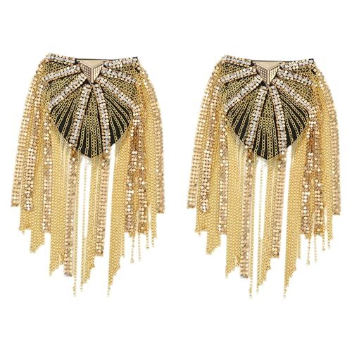 Agoky Retro Punk Quaste Schulter Epaulette Metallkette Fransen Schulterpolster Schulterklappen Abzeichen Gold 2 Stück Einheitsgröße Agoky Retro Punk Quaste Schulter Epaulette Metallkette Fransen Schulterpolster Schulterklappen Abzeichen Gold 2 Stück Einheitsgröße von Agoky