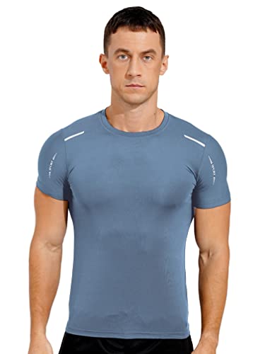 Agoky UV Shirt Herren UPF 50+ Kurzarm Rashguard Herren Schwimmshirt Rash Vest für Schwimmen Tauchen Hellblau B 4XL von Agoky