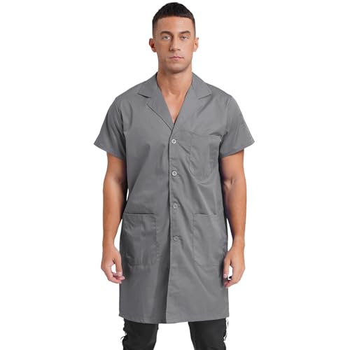 Agoky Unisex Arbeitsmantel Damen Herren Kurzarm Berufsmantel mit Knopfleiste Taschen Kittel Lang Arbeitskleidung Workwear Grau XXL Agoky Unisex Arbeitsmantel Damen Herren Kurzarm Berufsmantel mit Knopfleiste Taschen Kittel Lang Arbeitskleidung Workwear Grau XXL von Agoky