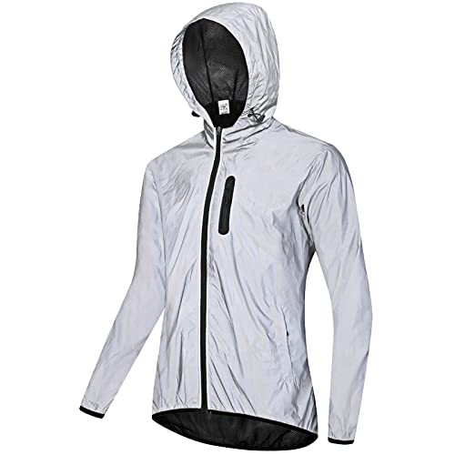 Agolu Fahrradjacke Herren Damen Voll Reflektierend Radjacke Wasserdicht Atmungsaktiv Radlerjacke Winddicht Laufjacke MTB Jacke Hohe Sichtbarkeit Windjacke mit kapuze W(Size:XXL,Color:Style 1) von Agolu