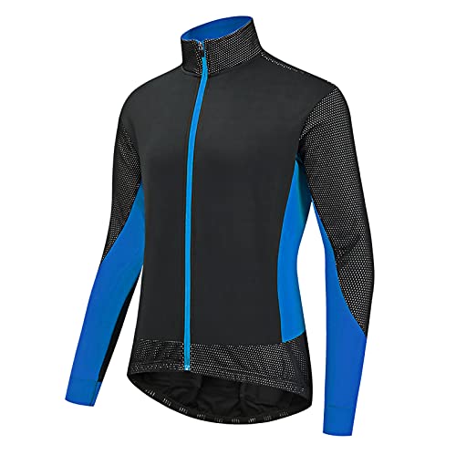 Agolu Fahrradjacke Herren Winter Warm Radsport Jacken Wasserdicht Atmungsaktiv Thermo Fleece MTB Jacket Softshell Winterjacke Winddichte Reflektierende Radlerjacke für J(Size:XXXL,Color:Blau) von Agolu