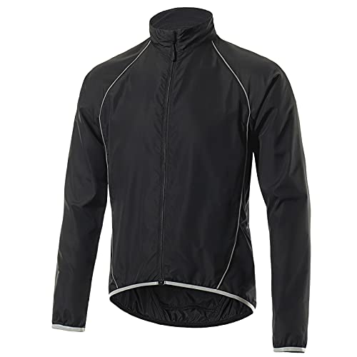 Agolu Herren Fahrradjacke Wasserdicht Atmungsaktiv Radjacke Leichte Reflective Laufjacke Winddicht Softshelljacke für Radfahren Laufen Wandern Outdoor Mountainbike(Size:S,Color:Schwarz) von Agolu