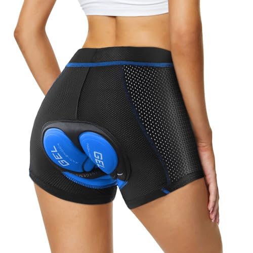 Agolu Radunterhose Damen Gepolstert 5D Atmungsaktiv Fahrradunterhose Damen Gepolstert Stoßfest Radlerunterhose Damen Radler Fahrrad Unterwäsche Short Gepolstert(Size:XXL,Color:Blau) von Agolu