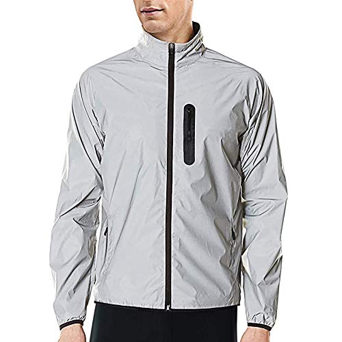 Agolu Reflektierend Fahrradjacke Wasserdicht Atmungsaktiv Damen Herren Unisex Winddicht Radjacke Fahrrad Regenjacke Windjacke, Jacke für Radfahren Laufen Wandern, Silber M von Agolu